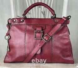 FOSSIL Vintage Revival Satchel RED Leather Satchel Crossbody Messenger Handbag