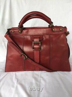 FOSSIL Vintage Revival Satchel RED Leather Satchel Crossbody Messenger Handbag