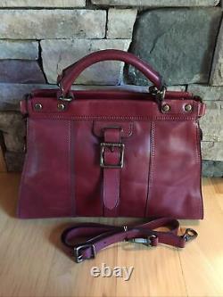 FOSSIL Vintage Revival Satchel RED Leather Satchel Crossbody Messenger Handbag