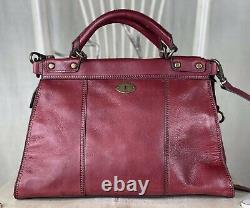 FOSSIL Vintage Revival Satchel RED Leather Satchel Crossbody Messenger Handbag