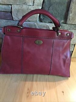 FOSSIL Vintage Revival Satchel RED Leather Satchel Crossbody Messenger Handbag