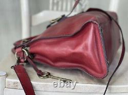 FOSSIL Vintage Revival Satchel RED Leather Satchel Crossbody Messenger Handbag