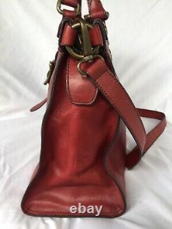 FOSSIL Vintage Revival Satchel RED Leather Satchel Crossbody Messenger Handbag