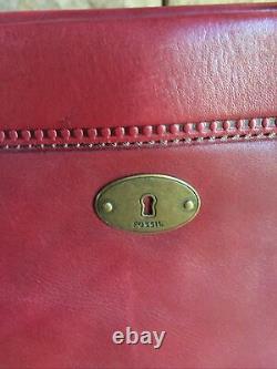 FOSSIL Vintage Revival Satchel RED Leather Satchel Crossbody Messenger Handbag