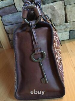 FOSSIL Vintage VRI Revival Satchel BROWN Leather Satchel Crossbody Messenger Bag