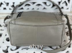 FRYE LENA Gray Leather Large Shoulder Bag Convertible Crossbody Heavy Duty EUC