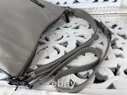 FRYE LENA Gray Leather Large Shoulder Bag Convertible Crossbody Heavy Duty EUC