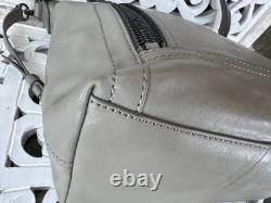 FRYE LENA Gray Leather Large Shoulder Bag Convertible Crossbody Heavy Duty EUC
