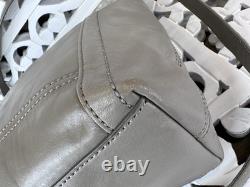 FRYE LENA Gray Leather Large Shoulder Bag Convertible Crossbody Heavy Duty EUC
