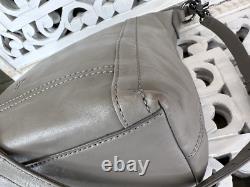 FRYE LENA Gray Leather Large Shoulder Bag Convertible Crossbody Heavy Duty EUC