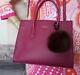 Furla Handbag Italy Amina Wine Tote With Rabbit Bubble Charm Brand New