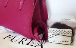 FURLA Handbag Italy AMINA Wine Tote with Rabbit Bubble Charm Brand NEW
