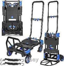 Folding Hand Truck, 330lbs Capacity Dolly Cart Foldable, 2 in 1 Convertible