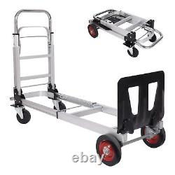 Folding Hand Truck Dolly, Aluminum Convertible Hand Truck with 4 Wheels, 2 in