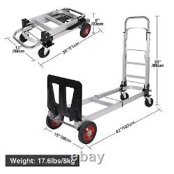 Folding Hand Truck Dolly, Aluminum Convertible Hand Truck with 4 Wheels, 2 in