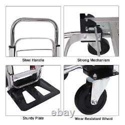 Folding Hand Truck Dolly, Aluminum Convertible Hand Truck with 4 Wheels, 2 in