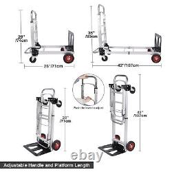 Folding Hand Truck Dolly, Aluminum Convertible Hand Truck with 4 Wheels, 2 in