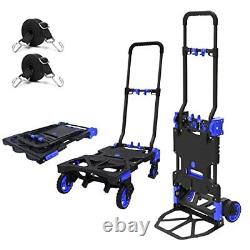 Folding Hand Truck Heavy Duty 330LB Load Carrying, Convertible Dolly Cart A-blue