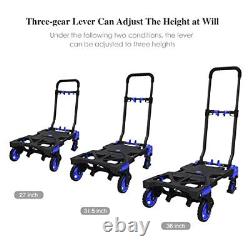 Folding Hand Truck Heavy Duty 330LB Load Carrying, Convertible Dolly Cart A-blue