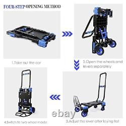 Folding Hand Truck Heavy Duty 330LB Load Carrying, Convertible Dolly Cart A-blue