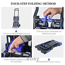 Folding Hand Truck Heavy Duty 330LB Load Carrying, Convertible Dolly Cart A-blue
