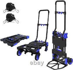 Folding Hand Truck Heavy Duty 330LB Load Carrying, Convertible Dolly Cart with Re