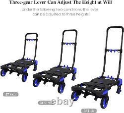 Folding Hand Truck Heavy Duty 330LB Load Carrying, Convertible Dolly Cart with Re