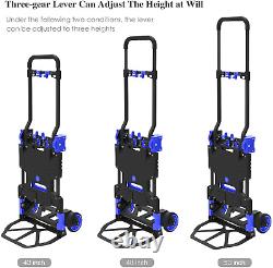 Folding Hand Truck Heavy Duty 330LB Load Carrying, Convertible Dolly Cart with Re