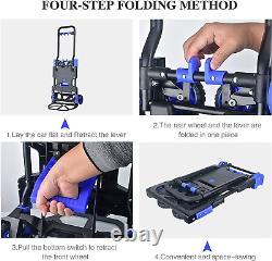 Folding Hand Truck Heavy Duty 330LB Load Carrying, Convertible Dolly Cart with Re