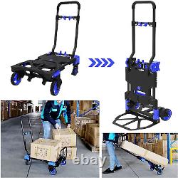 Folding Hand Truck Heavy Duty 330LB Load Carrying, Convertible Dolly Cart with Re