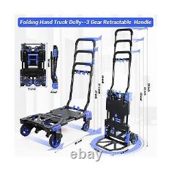 Folding Hand Truck with Wheels, 330LB Heavy Duty Collapsible Hand Truck Foldi