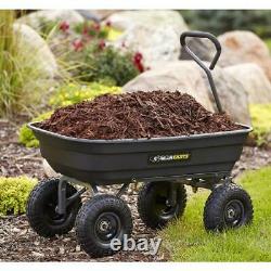 Gorilla Carts GOR4PS Heavy Duty Poly Yard Dump Cart with 2-In-1 Convertible Pull