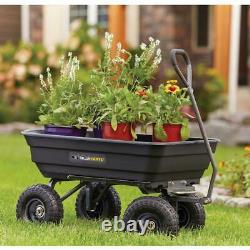 Gorilla Carts GOR4PS Heavy Duty Poly Yard Dump Cart with 2-In-1 Convertible Pull