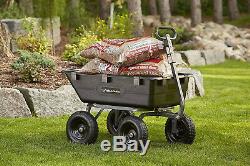 Gorilla Carts GOR6PS Heavy-Duty Poly Yard Dump Cart with 2-In-1 Convertible Pull