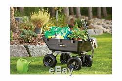 Gorilla GOR6PS Heavy Duty Poly Yard Dump Cart Convertible Handle Black 1200 Lbs