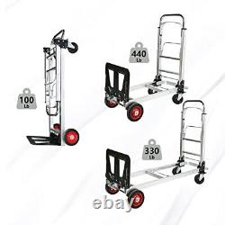 Hand Truck Dolly Foldable Heavy Duty, Convertible 2 in 1 Folding Hand Truck
