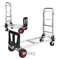 Hand Truck Dolly Foldable Heavy Duty, Convertible 2 in 1 Folding Hand Truck F