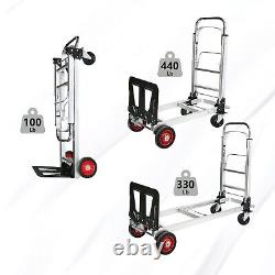 Hand Truck Dolly Foldable Heavy Duty, Convertible 2 in 1 Folding Hand Truck F