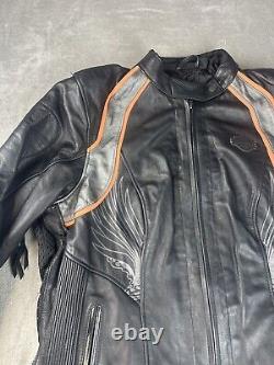 Harley Davidson women jacket black and orange heavy duty super clean size 1W