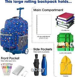 Heavy-Duty 18 Martian Rolling Backpack Kids & Teens Comfortable & Reliable