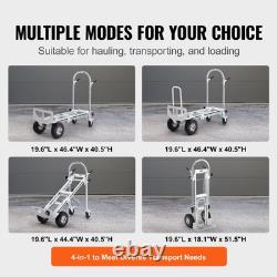 Heavy Duty 4 in 1 Convertible Aluminum Hand Truck Dolly Utility Cart 1000 lbs