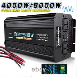 Heavy Duty 8000W 4000W POWER INVERTER PURE SINE WAVE 12V 24V to 230V CONVERTER