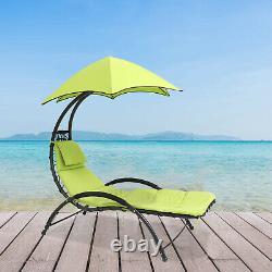 Heavy Duty Large Garden Chaise Lounger Chair Sun Canopy Bed with Thicken Cushion