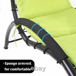 Heavy Duty Large Garden Chaise Lounger Chair Sun Canopy Bed with Thicken Cushion