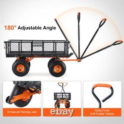 Heavy Duty Metal Garden Dump Cart Easy Assembly 2-in-1 Convertible Handle 880