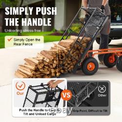 Heavy Duty Metal Garden Dump Cart Easy Assembly 2-in-1 Convertible Handle 880