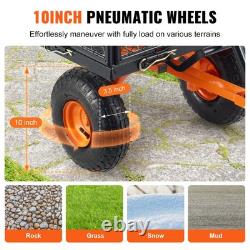 Heavy Duty Metal Garden Dump Cart Easy Assembly 2-in-1 Convertible Handle 880