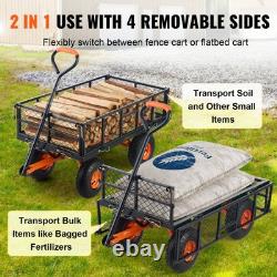Heavy Duty Metal Garden Dump Cart Easy Assembly 2-in-1 Convertible Handle 880