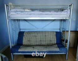 Heavy duty / strong steel Bunk Bed with convertible Sofa / Double bed (Silver)