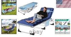Lake Blue Adjustable Camping Cot with Convertible Face-Down Lounge Feature